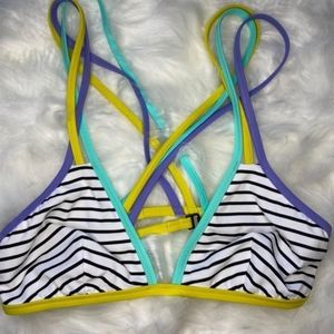 Victoria's Secret L strappy stripe bikini top